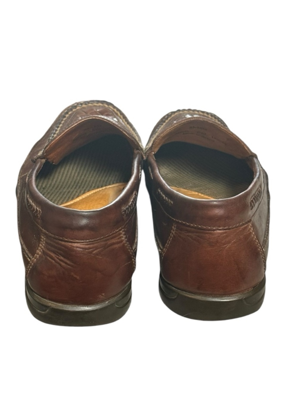 Johnston & Murphy Woven Leather Loafers Brown J&M Flex Slip On Comfort 10 1/2 - Picture 7 of 11